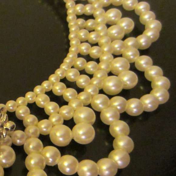 Statement Micro Pearl Beads Collar Choker Bib Necklace - Picture 8 of 9